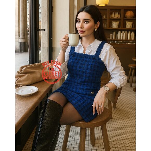 ZARA BLOGGER FAVE!!! Tweed Jumper Dress with Jewel Buttons NWT 💙 - Picture 4 of 16